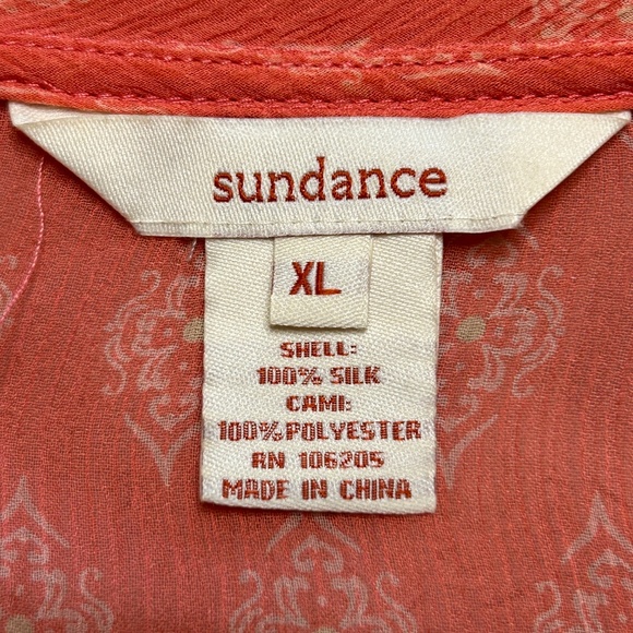 Sundance Coral Silk Medallion Print Ruffle Blouse Womens XL Boho Old Money - Picture 5 of 9